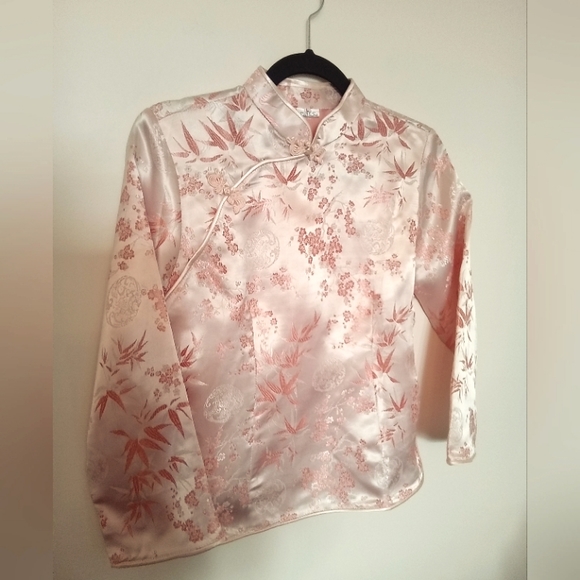 Asian Style Long Sleeve Satin Top - Picture 15 of 16